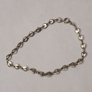 Vintage Italy Sterling Silver 925 Puff Heart Link Bracelet Signed